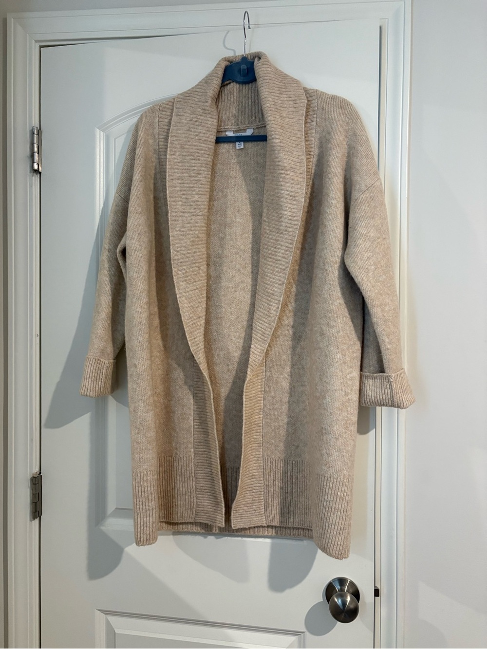 Time and Tru Beige Open-Front Shawl Collar Cardigan